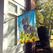 Load image into Gallery viewer, Blue Russian in Sunflowers Flag Canvas House Size CK3151CHF