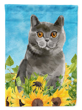 Load image into Gallery viewer, British Shorthair in Sunflowers Flag Canvas House Size CK3153CHF