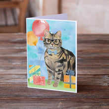 Load image into Gallery viewer, American Shorthair Brown Tabby Happy Birthday Greeting Cards -  Blank Note Cards – 8-Pack of Artist-Designed Cards with Envelopes