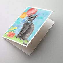 Load image into Gallery viewer, Blue Russian Happy Birthday Greeting Cards -  Blank Note Cards – 8-Pack of Artist-Designed Cards with Envelopes
