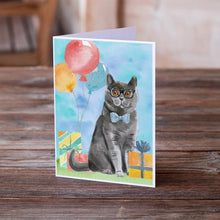 Load image into Gallery viewer, British Shorthair Happy Birthday Greeting Cards -  Blank Note Cards – 8-Pack of Artist-Designed Cards with Envelopes