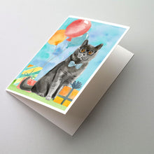 Load image into Gallery viewer, British Shorthair Happy Birthday Greeting Cards -  Blank Note Cards – 8-Pack of Artist-Designed Cards with Envelopes