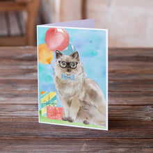 Load image into Gallery viewer, Ragdoll Happy Birthday Greeting Cards -  Blank Note Cards – 8-Pack of Artist-Designed Cards with Envelopes