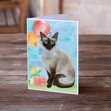 Load image into Gallery viewer, Siamese Happy Birthday Greeting Cards -  Blank Note Cards – 8-Pack of Artist-Designed Cards with Envelopes