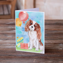 Load image into Gallery viewer, Happy Birthday Blenheim Cavalier Spaniel Greeting Cards -  Blank Note Cards – 8-Pack of Artist-Designed Cards with Envelopes