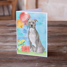 Load image into Gallery viewer, Happy Birthday Staffordshire Bull Terrier Greeting Cards -  Blank Note Cards – 8-Pack of Artist-Designed Cards with Envelopes