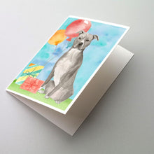 Load image into Gallery viewer, Happy Birthday Staffordshire Bull Terrier Greeting Cards -  Blank Note Cards – 8-Pack of Artist-Designed Cards with Envelopes