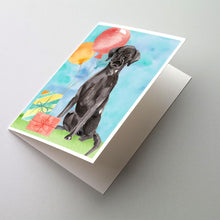 Load image into Gallery viewer, Happy Birthday Black Labrador Retriever Greeting Cards -  Blank Note Cards – 8-Pack of Artist-Designed Cards with Envelopes