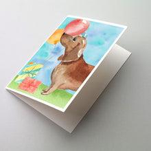 Load image into Gallery viewer, Happy Birthday Red Dachshund Greeting Cards -  Blank Note Cards – 8-Pack of Artist-Designed Cards with Envelopes