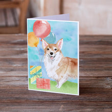 Load image into Gallery viewer, Happy Birthday Corgi Greeting Cards -  Blank Note Cards – 8-Pack of Artist-Designed Cards with Envelopes