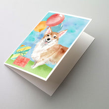 Load image into Gallery viewer, Happy Birthday Corgi Greeting Cards -  Blank Note Cards – 8-Pack of Artist-Designed Cards with Envelopes