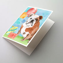 Load image into Gallery viewer, Happy Birthday English Bulldog Greeting Cards -  Blank Note Cards – 8-Pack of Artist-Designed Cards with Envelopes