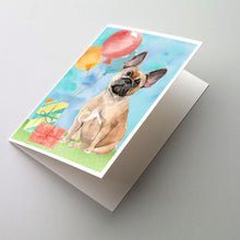 Load image into Gallery viewer, Happy Birthday Fawn French Bulldog Greeting Cards -  Blank Note Cards – 8-Pack of Artist-Designed Cards with Envelopes