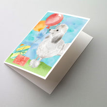 Load image into Gallery viewer, Happy Birthday Silver Poodle Greeting Cards -  Blank Note Cards – 8-Pack of Artist-Designed Cards with Envelopes