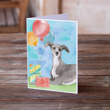 Load image into Gallery viewer, Happy Birthday Italian Greyhound Greeting Cards -  Blank Note Cards – 8-Pack of Artist-Designed Cards with Envelopes