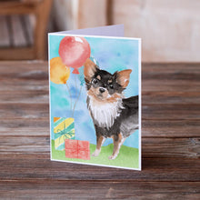 Load image into Gallery viewer, Happy Birthday Long Haired Chihuahua Greeting Cards -  Blank Note Cards – 8-Pack of Artist-Designed Cards with Envelopes