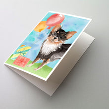 Load image into Gallery viewer, Happy Birthday Long Haired Chihuahua Greeting Cards -  Blank Note Cards – 8-Pack of Artist-Designed Cards with Envelopes