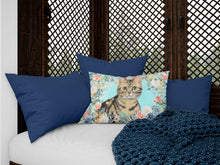 Load image into Gallery viewer, American Shorthair Brown Tabby Spring Flowers Canvas Fabric Decorative Pillow CK3387PW1216