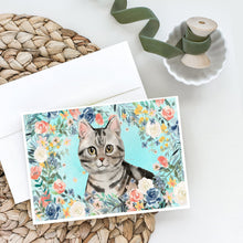 Load image into Gallery viewer, American Shorthair Spring Flowers Greeting Cards -  Blank Note Cards – 8-Pack of Artist-Designed Cards with Envelopes