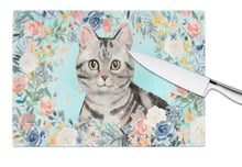 Load image into Gallery viewer, American Shorthair Spring Flowers Glass Cutting Boards – Durable, Decorative Kitchen Art Large CK3388LCB