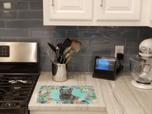 Load image into Gallery viewer, Blue Russian Spring Flowers Glass Cutting Boards – Durable, Decorative Kitchen Art Large CK3390LCB