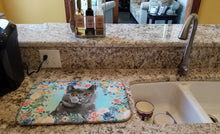 Load image into Gallery viewer, British Shorthair Spring Flowers Dish Drying Mat – Absorbent, Artistic Kitchen Essentials CK3392DDM