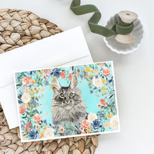 Load image into Gallery viewer, Maine Coon Spring Flowers Greeting Cards -  Blank Note Cards – 8-Pack of Artist-Designed Cards with Envelopes