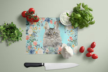 Load image into Gallery viewer, Maine Coon Spring Flowers Glass Cutting Boards – Durable, Decorative Kitchen Art Large CK3393LCB