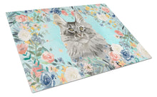 Load image into Gallery viewer, Maine Coon Spring Flowers Glass Cutting Boards – Durable, Decorative Kitchen Art Large CK3393LCB