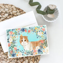 Load image into Gallery viewer, Scottish Fold Spring Flowers Greeting Cards -  Blank Note Cards – 8-Pack of Artist-Designed Cards with Envelopes
