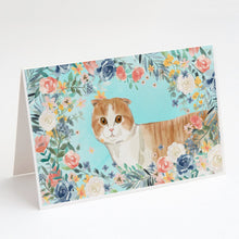 Load image into Gallery viewer, Scottish Fold Spring Flowers Greeting Cards -  Blank Note Cards – 8-Pack of Artist-Designed Cards with Envelopes