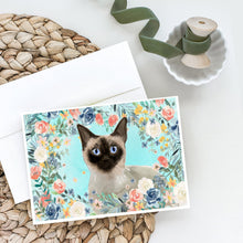 Load image into Gallery viewer, Siamese Spring Flowers Greeting Cards -  Blank Note Cards – 8-Pack of Artist-Designed Cards with Envelopes