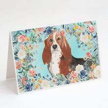 Load image into Gallery viewer, Basset Hound Greeting Cards -  Blank Note Cards – 8-Pack of Artist-Designed Cards with Envelopes