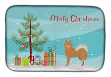 Load image into Gallery viewer, Brown &amp; White Elo dog Christmas Tree Dish Drying Mat – Absorbent, Artistic Kitchen Essentials CK3451DDM
