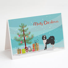 Load image into Gallery viewer, Black and White Elo dog Christmas Tree Greeting Cards -  Blank Note Cards – 8-Pack of Artist-Designed Cards with Envelopes
