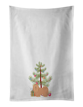 Load image into Gallery viewer, Tan Lhasa Apso Christmas Tree White Kitchen Towel Set of 2