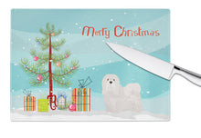 Load image into Gallery viewer, White Lhasa Apso Christmas Tree Glass Cutting Boards – Durable, Decorative Kitchen Art Large CK3469LCB