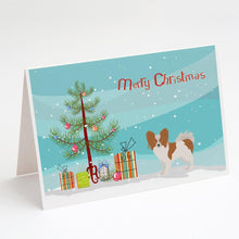 Load image into Gallery viewer, Papillon Christmas Tree Greeting Cards -  Blank Note Cards – 8-Pack of Artist-Designed Cards with Envelopes