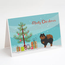 Load image into Gallery viewer, Pomeranian Christmas Tree Greeting Cards -  Blank Note Cards – 8-Pack of Artist-Designed Cards with Envelopes