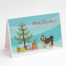 Load image into Gallery viewer, Russian Tsvetnaya Bolonka Lap Dog  Christmas Tree Greeting Cards -  Blank Note Cards – 8-Pack of Artist-Designed Cards with Envelopes