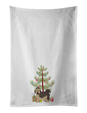 Load image into Gallery viewer, Russian Tsvetnaya Bolonka Lap Dog  Christmas Tree White Kitchen Towel Set of 2
