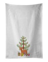 Load image into Gallery viewer, Russkiy Toy or Russian Toy Terrier Christmas Tree White Kitchen Towel Set of 2