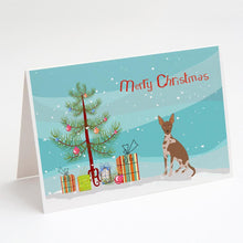 Load image into Gallery viewer, Tan Abyssinian or African Hairless Dog Christmas Tree Greeting Cards -  Blank Note Cards – 8-Pack of Artist-Designed Cards with Envelopes