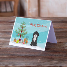 Load image into Gallery viewer, Black and White Cyprus Poodle Christmas Tree Greeting Cards -  Blank Note Cards – 8-Pack of Artist-Designed Cards with Envelopes