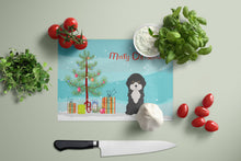 Load image into Gallery viewer, Black and White Cyprus Poodle Christmas Tree Glass Cutting Boards – Durable, Decorative Kitchen Art Large CK3497LCB