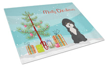 Load image into Gallery viewer, Black and White Cyprus Poodle Christmas Tree Glass Cutting Boards – Durable, Decorative Kitchen Art Large CK3497LCB