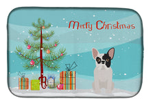 Load image into Gallery viewer, Black and White French Bulldog Christmas Tree Dish Drying Mat – Absorbent, Artistic Kitchen Essentials CK3500DDM