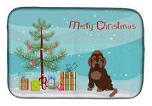 Load image into Gallery viewer, Brown Russian Tsvetnaya Bolonka Lap Dog  Christmas Tree Dish Drying Mat – Absorbent, Artistic Kitchen Essentials CK3509DDM