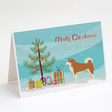 Load image into Gallery viewer, Akita Christmas Tree Greeting Cards -  Blank Note Cards – 8-Pack of Artist-Designed Cards with Envelopes