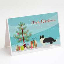 Load image into Gallery viewer, Border Collie Christmas Tree Greeting Cards -  Blank Note Cards – 8-Pack of Artist-Designed Cards with Envelopes